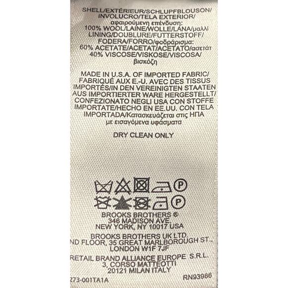 13-19 BROOKS BROTHERS Men's Fitzgerald 1818 Wool Suit Striped Black Size 42R/W36 - Picture 10 of 16